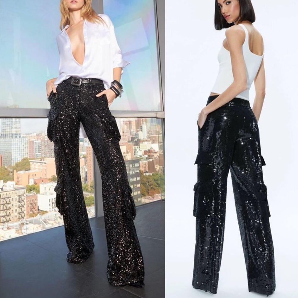 Alice and Olivia Hayes sequin cargo pants